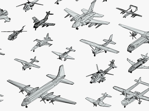 55 Air Vehicle Mega Pack - Toon Air Field - Sky Force Collection - Stylized Set 3D मॉडल