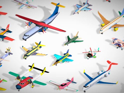 55 Air Vehicle Mega Pack - Toon Air Field - Sky Force Collection - Stylized Set 3D मॉडल