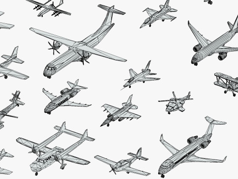 55 Air Vehicle Mega Pack - Toon Air Field - Sky Force Collection - Stylized Set 3D मॉडल