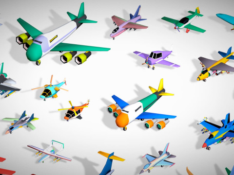55 Air Vehicle Mega Pack - Toon Air Field - Sky Force Collection - Stylized Set 3D मॉडल