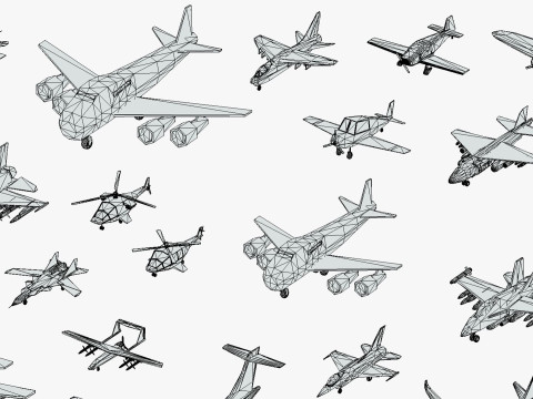 55 Air Vehicle Mega Pack - Toon Air Field - Sky Force Collection - Stylized Set 3D मॉडल