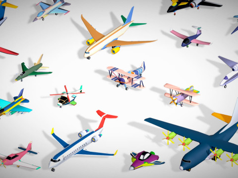 55 Air Vehicle Mega Pack - Toon Air Field - Sky Force Collection - Stylized Set 3D मॉडल