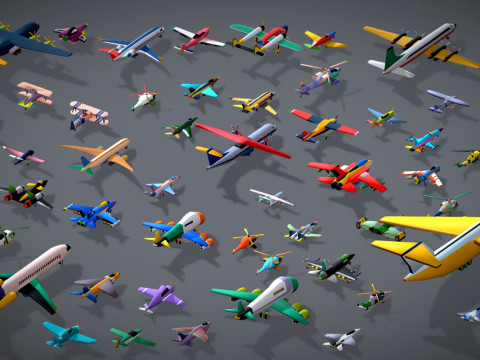 55 Air Vehicle Mega Pack - Toon Air Field - Sky Force Collection - Stylized Set 3D मॉडल