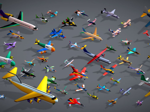 55 Air Vehicle Mega Pack - Toon Air Field - Sky Force Collection - Stylized Set 3D मॉडल