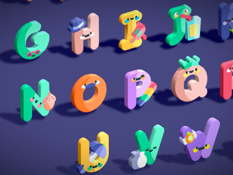 Toon Alphabets Numbers - Low Poly Cartoon Pack 1 - Kids Learning 3D Assets 3D 模型