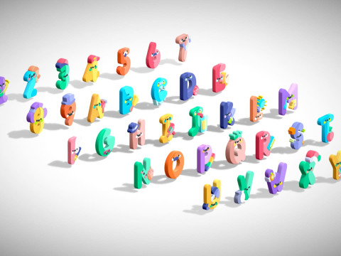Toon Alphabets Numbers - Low Poly Cartoon Pack 1 - Kids Learning 3D Assets 3D 模型