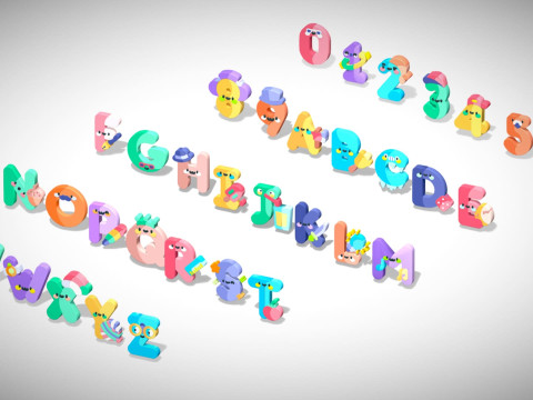 Toon Alphabets Numbers - Low Poly Cartoon Pack 1 - Kids Learning 3D Assets 3D 模型