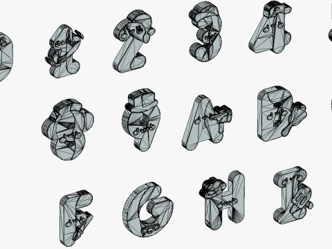 Toon Alphabets Numbers - Low Poly Cartoon Pack 1 - Kids Learning 3D Assets 3D 模型