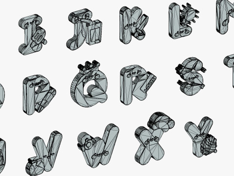 Toon Alphabets Numbers - Low Poly Cartoon Pack 1 - Kids Learning 3D Assets 3D 模型