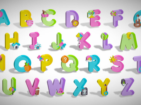 Toon Alphabets - Low Poly Cartoon Pack 2 - Kids Learning 3D Assets - Letters 3D Model