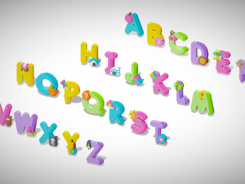 Toon Alphabets - Low Poly Cartoon Pack 2 - Kids Learning 3D Assets - Letters 3D Model