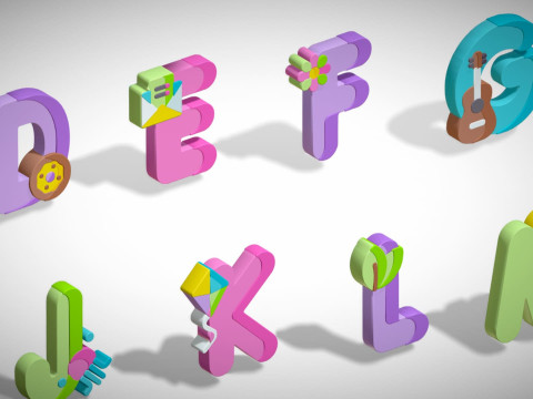 Toon Alphabets - Low Poly Cartoon Pack 2 - Kids Learning 3D Assets - Letters 3D Model