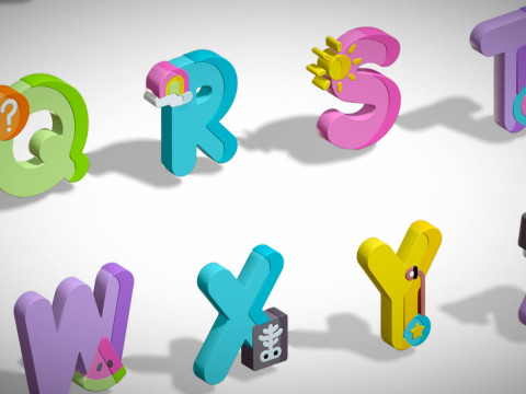 Toon Alphabets - Low Poly Cartoon Pack 2 - Kids Learning 3D Assets - Letters 3D Model