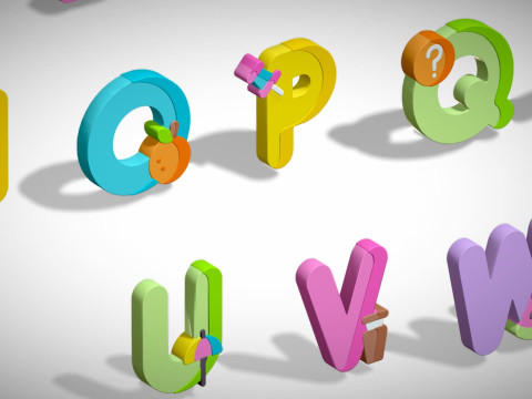 Toon Alphabets - Low Poly Cartoon Pack 2 - Kids Learning 3D Assets - Letters 3D Model