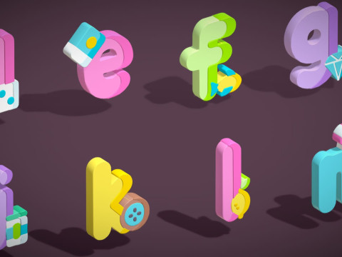 Alfabety Toon - pakiet kreskówek Low Poly 3 - dzieci uczące się zasobów 3D - litery Model 3D