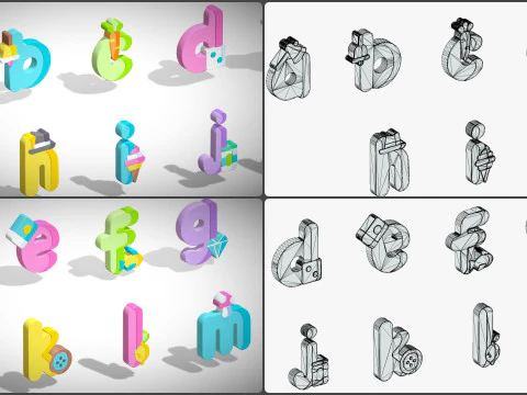 Toon Alphabets - Low Poly Cartoon Pack 3 - Kids Learning 3D Assets - Letters 3D Model
