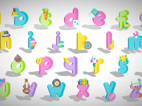 Toon Alphabets - Low Poly Cartoon Pack 3 - Kids Learning 3D Assets - Letters 3D Model