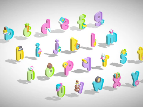 Toon Alphabets - Low Poly Cartoon Pack 3 - Kids Learning 3D Assets - Letters 3D Model