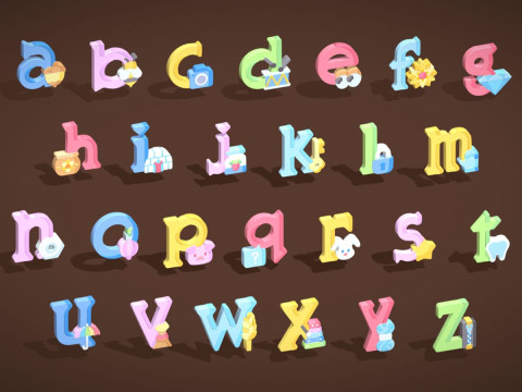 Toon Alphabets - Low Poly Cartoon Pack 5 - Kids Learning 3D Assets - Letters Modelo 3D