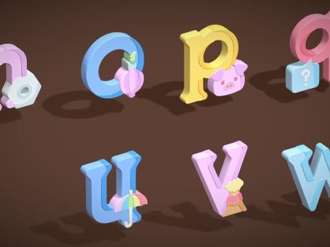 Toon Alphabets - Low Poly Cartoon Pack 5 - Kids Learning 3D Assets - Letters Modello 3D