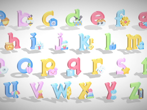 Toon Alphabets - Low Poly Cartoon Pack 5 - Kids Learning 3D Assets - Letters Modello 3D