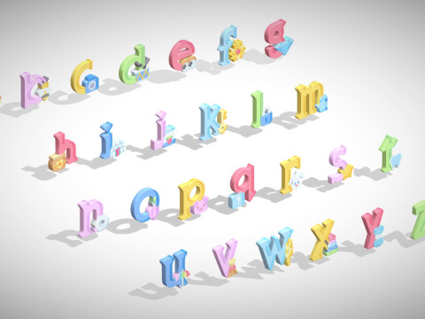 Toon Alphabets - Low Poly Cartoon Pack 5 - Kids Learning 3D Assets - Letters Modello 3D