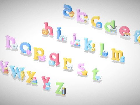 Toon Alphabets - Low Poly Cartoon Pack 5 - Kids Learning 3D Assets - Letters Modello 3D