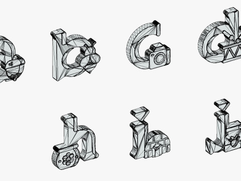 Toon Alphabets - Low Poly Cartoon Pack 5 - Kids Learning 3D Assets - Letters Modello 3D