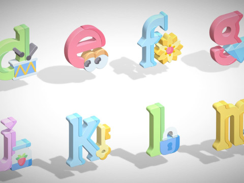 Toon Alphabets - Low Poly Cartoon Pack 5 - Kids Learning 3D Assets - Letters Modello 3D