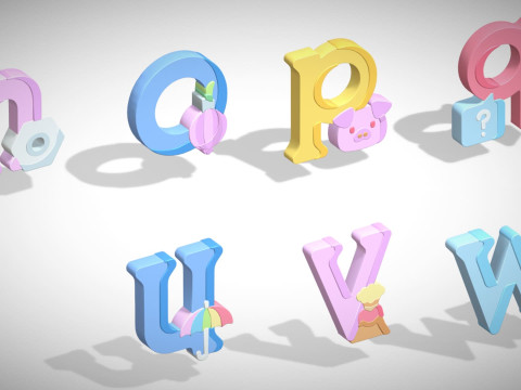 Toon Alphabets - Low Poly Cartoon Pack 5 - Kids Learning 3D Assets - Letters Modello 3D