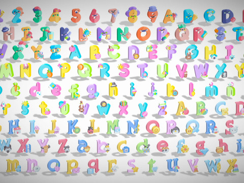 Toon Alphabets Numbers Mega Pack - Low Poly Cartoon Pack - Kids Learning Kit 3D Model
