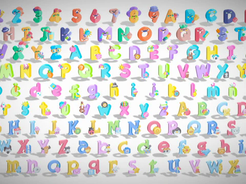Toon Alphabets Numbers Mega Pack - Low Poly Cartoon Pack - Kids Learning Kit 3D Model