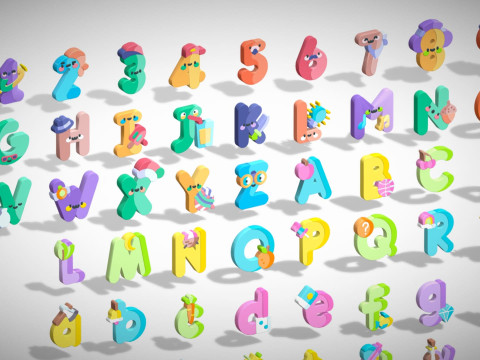 Toon Alphabets Numbers Mega Pack - Low Poly Cartoon Pack - Kids Learning Kit 3D Model