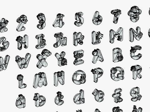 Toon Alphabets Numbers Mega Pack - Low Poly Cartoon Pack - Kids Learning Kit 3D Model