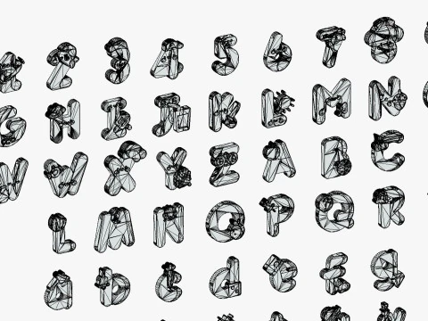Toon Alphabets Numbers Mega Pack - Low Poly Cartoon Pack - Kids Learning Kit 3D Model