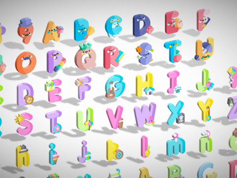 Toon Alphabets Numbers Mega Pack - Low Poly Cartoon Pack - Kids Learning Kit 3D Model