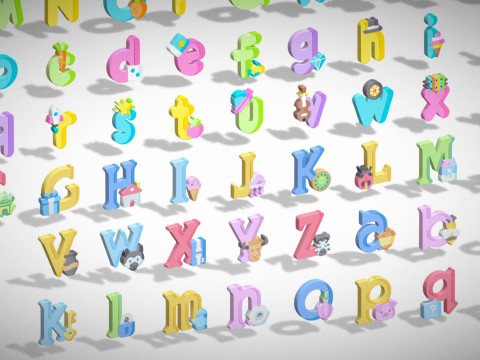 Toon Alphabets Numbers Mega Pack - Low Poly Cartoon Pack - Kids Learning Kit 3D Model