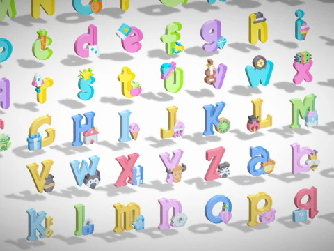 Toon Alphabets Numbers Mega Pack - Low Poly Cartoon Pack - Kids Learning Kit 3D Model