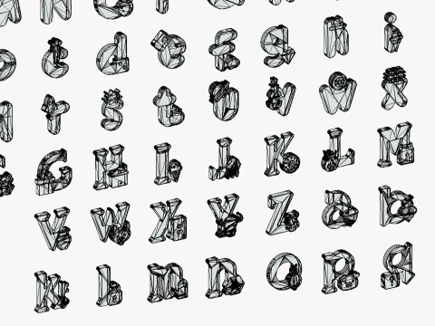 Toon Alphabets Numbers Mega Pack - Low Poly Cartoon Pack - Kids Learning Kit 3D Model