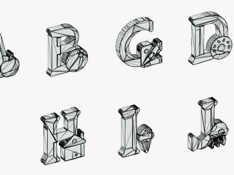 Toon Alphabets - Low Poly Cartoon Pack 4 - Kids Learning 3D Assets - Letters Model 3D