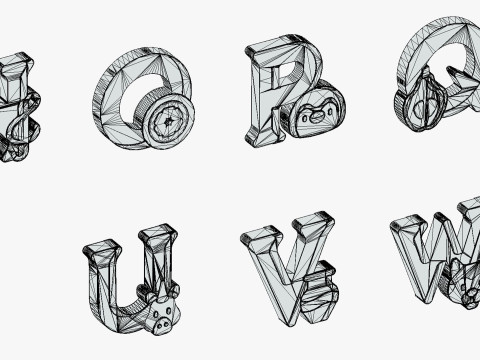 Toon Alphabets - Low Poly Cartoon Pack 4 - Kids Learning 3D Assets - Letters Model 3D