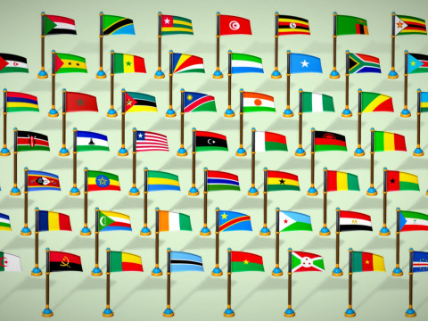 Afrika Ülkeleri Bayrakları Paketi Toon Tarzı Düşük Poli Paketi 3D Model