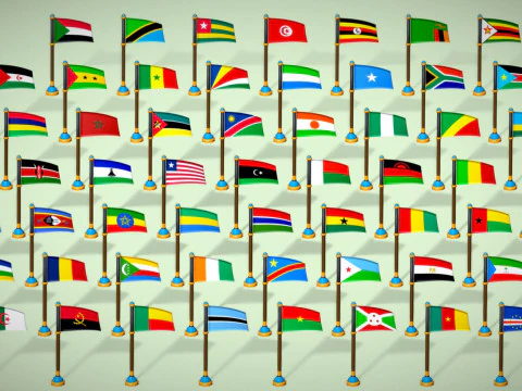 Africa Countries Flags Pack Toon Style Low Poly Pack 3D Model