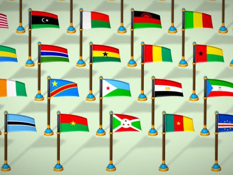 Afrika Ülkeleri Bayrakları Paketi Toon Tarzı Düşük Poli Paketi 3D Model