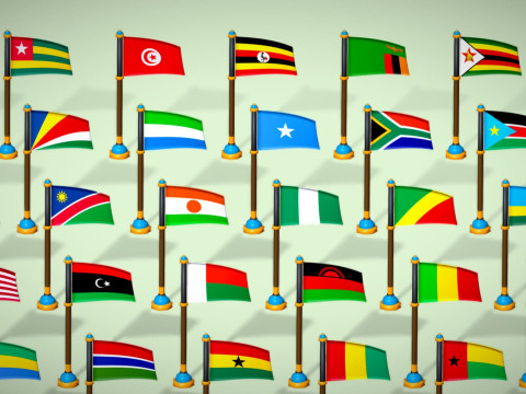 Afrika Ülkeleri Bayrakları Paketi Toon Tarzı Düşük Poli Paketi 3D Model
