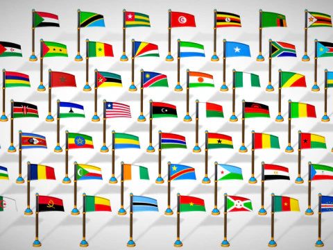 Africa Countries Flags Pack Toon Style Low Poly Pack 3D Model