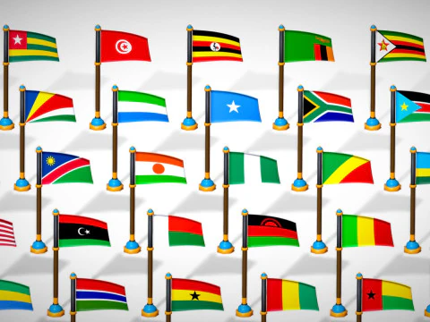 Africa Countries Flags Pack Toon Style Low Poly Pack 3D Model