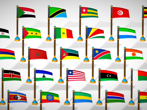 Afrika Ülkeleri Bayrakları Paketi Toon Tarzı Düşük Poli Paketi 3D Model