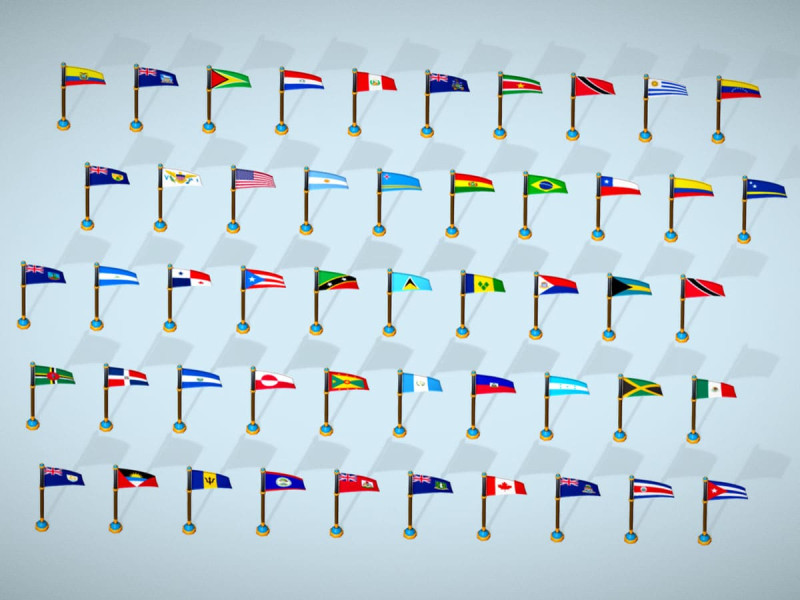 미국 국가 플래그 팩 툰 스타일 로우 폴리 3D 모델 .c4d .max .obj .3ds .fbx .stl .blend 