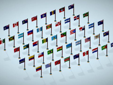 미국 국가 플래그 팩 툰 스타일 로우 폴리 3D 모델